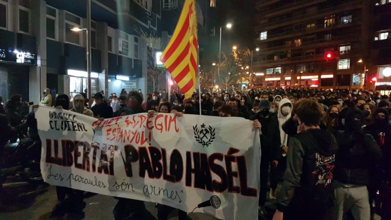 Manifestação pela libertação de Pablo Hasél