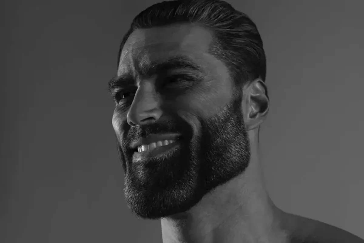 Imagem do meme gigachad, descrito no artigo.